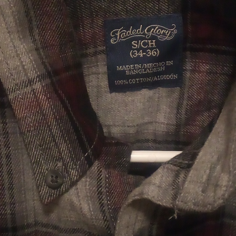 Faded Glory  Long Sleeve Soft Plaid Button Down Shirt - Size Small - Picture 2 of 3